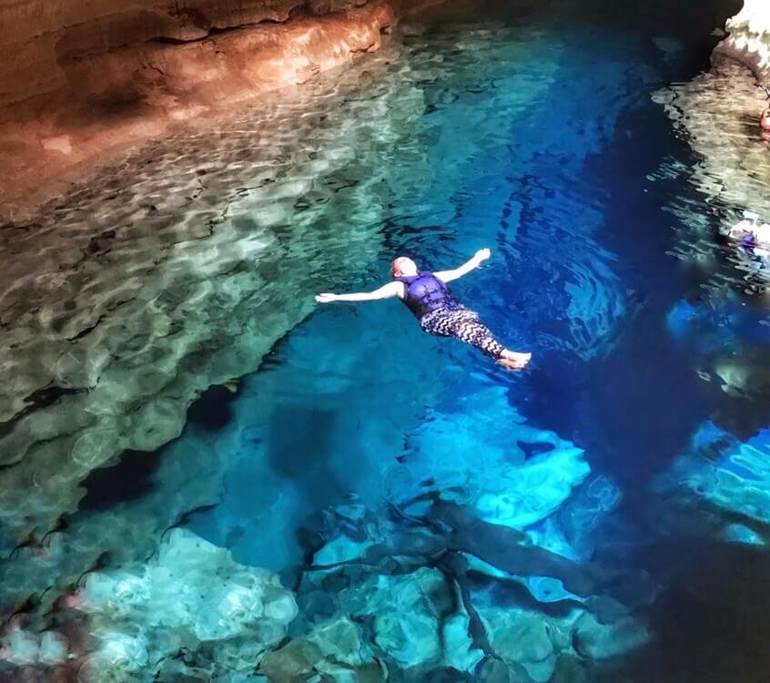 Floating in Poço Azul