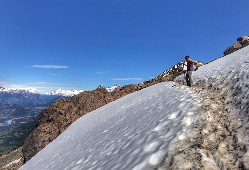 Snow crossing on the way to the Cerro Castillo Laguna