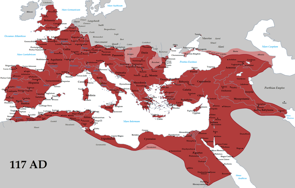 Map of the Roman Empire in 117 AD and it's vasel states