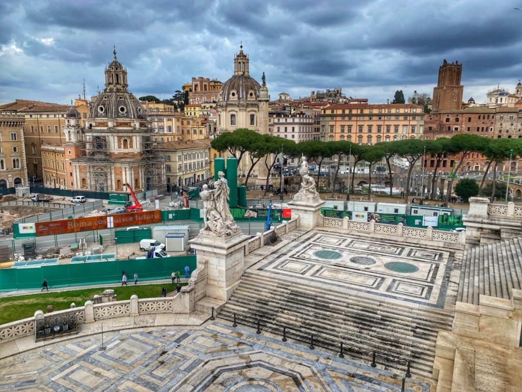 View of Rome from the steps of The Victor Emmanuel II National Monument