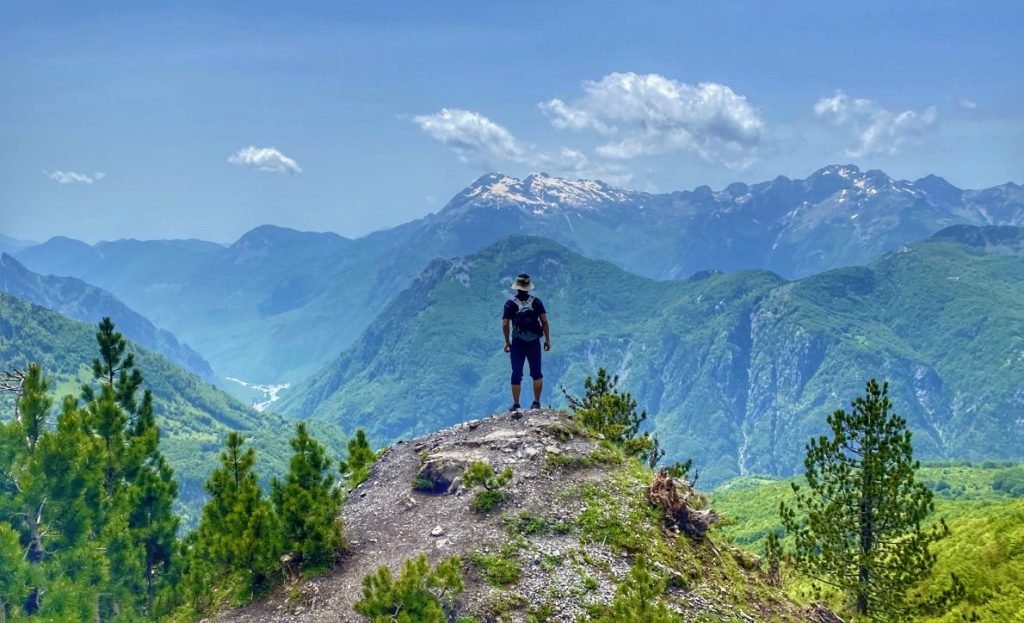 Trin on a lookout in Theth Albania