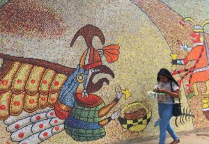 Mural depicting Peru History Inca gods