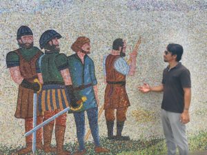 Mural depicting Peru History with Trin
