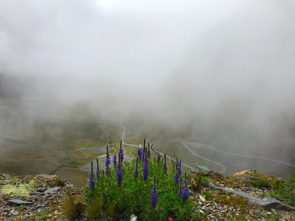 Fog above death road