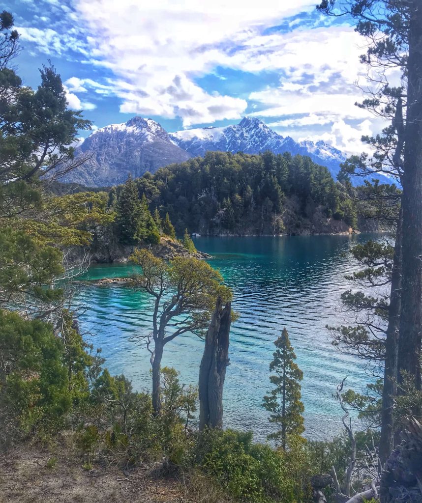 Hike just outside of Bariloche Argentina with snow capped mountains