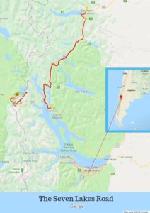 Road to the seven lakes in red on google maps