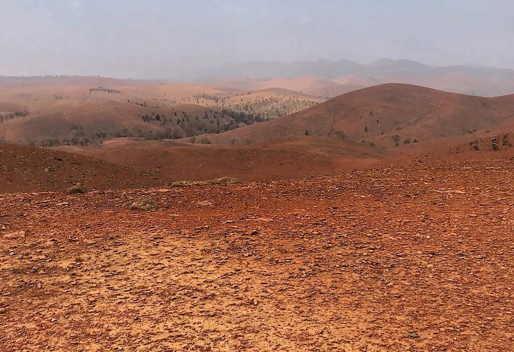 Viewpoint from the drive around the Flinders Range looking into the red center of Australia