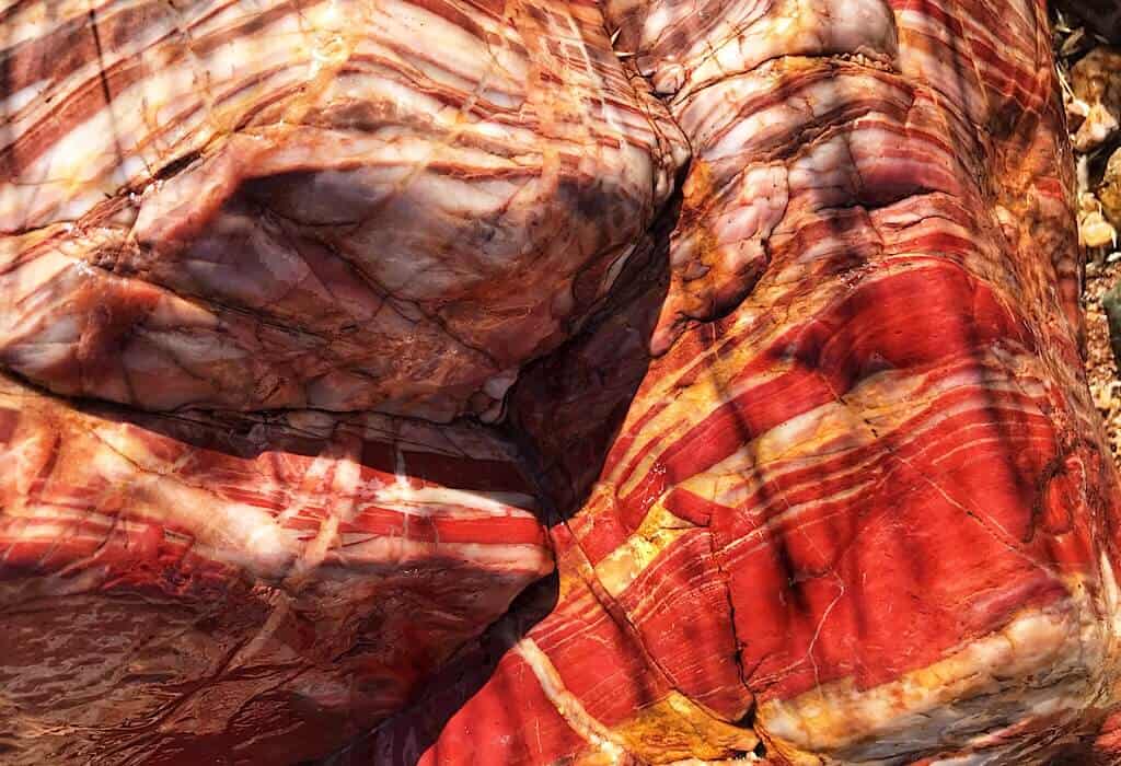 Large rocks with brilliant red Jasper