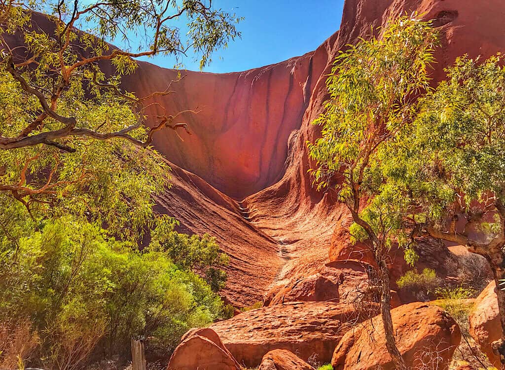 A valley in the side of Uluru