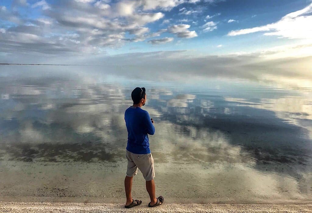 The calm waters in Shark Bay on Shell beach