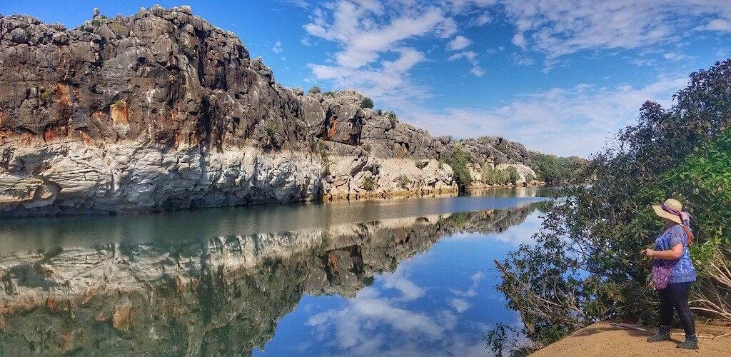 The cliff reflecting on the Fitzroy River in Western Australia