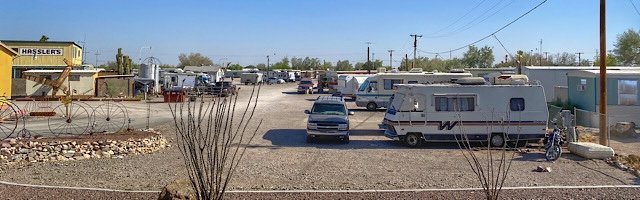 Paid campground with rows of RV's