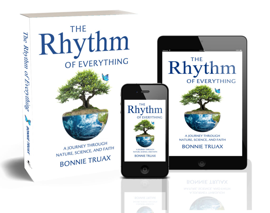 The Rhythm of Everything book shown in Kindle, iPhone, and in Print
