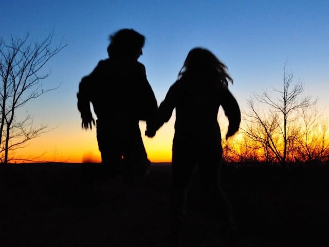 Trin and Bonnie in the sunset